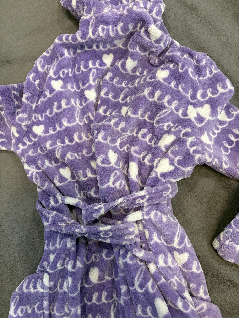 Cozy Purple Script Plush Robe - Picture 2 of 2